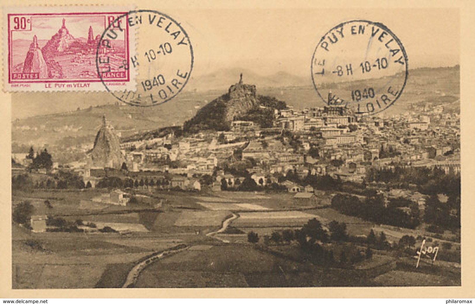 D33233 CARTE MAXIMUM CARD 1940 FRANCE - LE PUY EN VELAY PANORAMIC VIEW CP ORIGINAL - 1940-1949