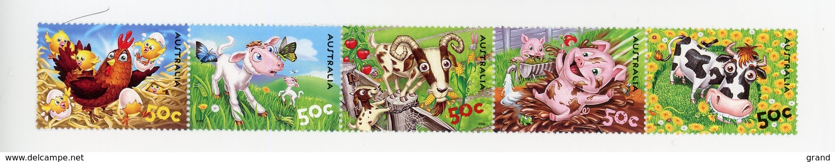 Australie 2005-Poule,vache,papillon,cochon,chèvre-YT 2385/9***MNH - Ferme