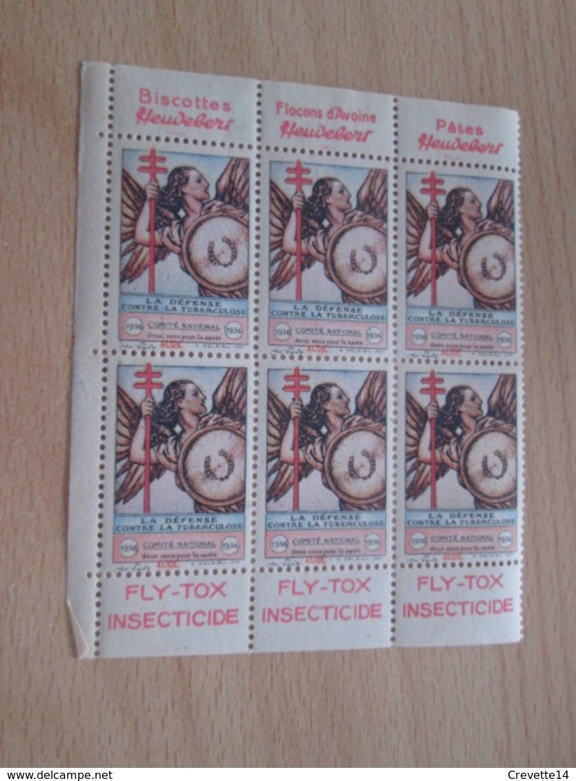 BLOC DE 6  TIMBRE OU VIGNETTE ANNEE 1936  ANTI TUBERCULOSE  DEPARTEMENT AUDE - Fantasy Labels