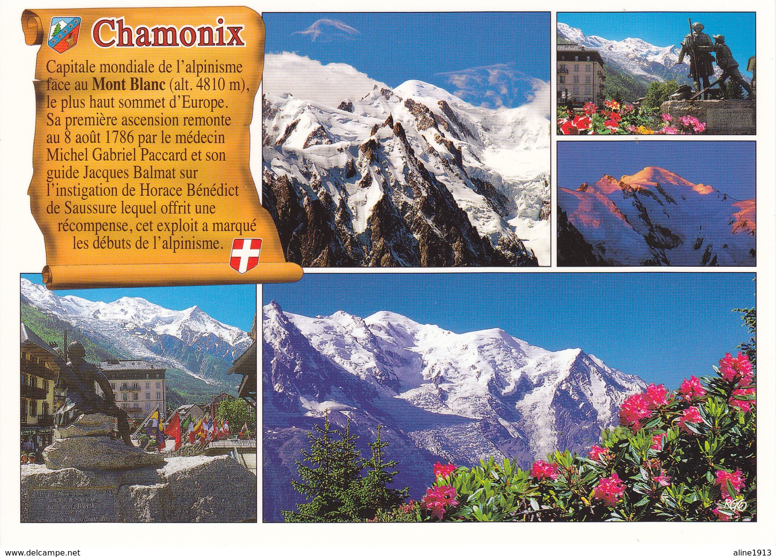 74 CHAMONIX / MULTIVUES / CAPITALE MONDIALE DE L'ALPINISME / PETIT TEXTE SUR PARCHEMIN - Chamonix-Mont-Blanc