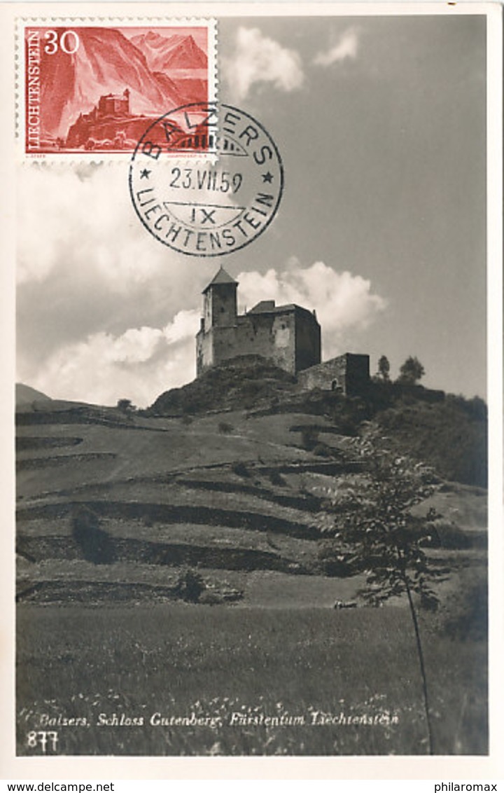 D33239 CARTE MAXIMUM CARD 1959 LIECHTENSTEIN - CASTLE BALZERS CP ORIGINAL - Castles