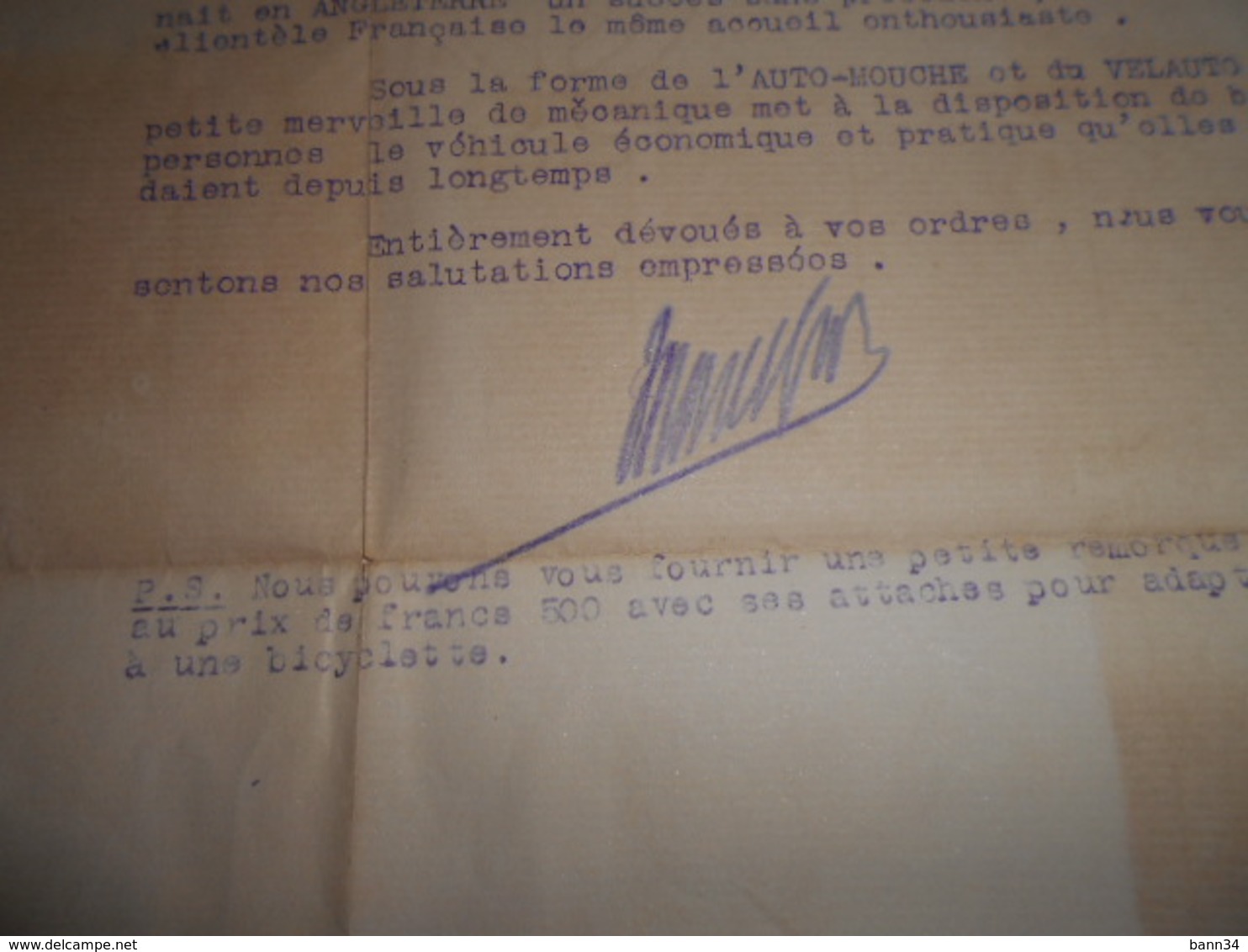 Document Ancien 1920 Monet Goyon Macon Velocimane Velauto Auto Moto Mouche / Envoi A Cette Sète Herault - Automobilismo