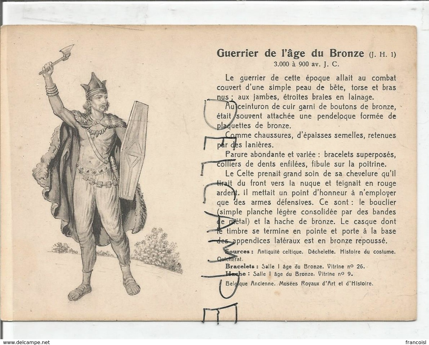 Portraits Historiques. Histoire Du Costume. Guerrier De L'âge De Bronze. - Histoire