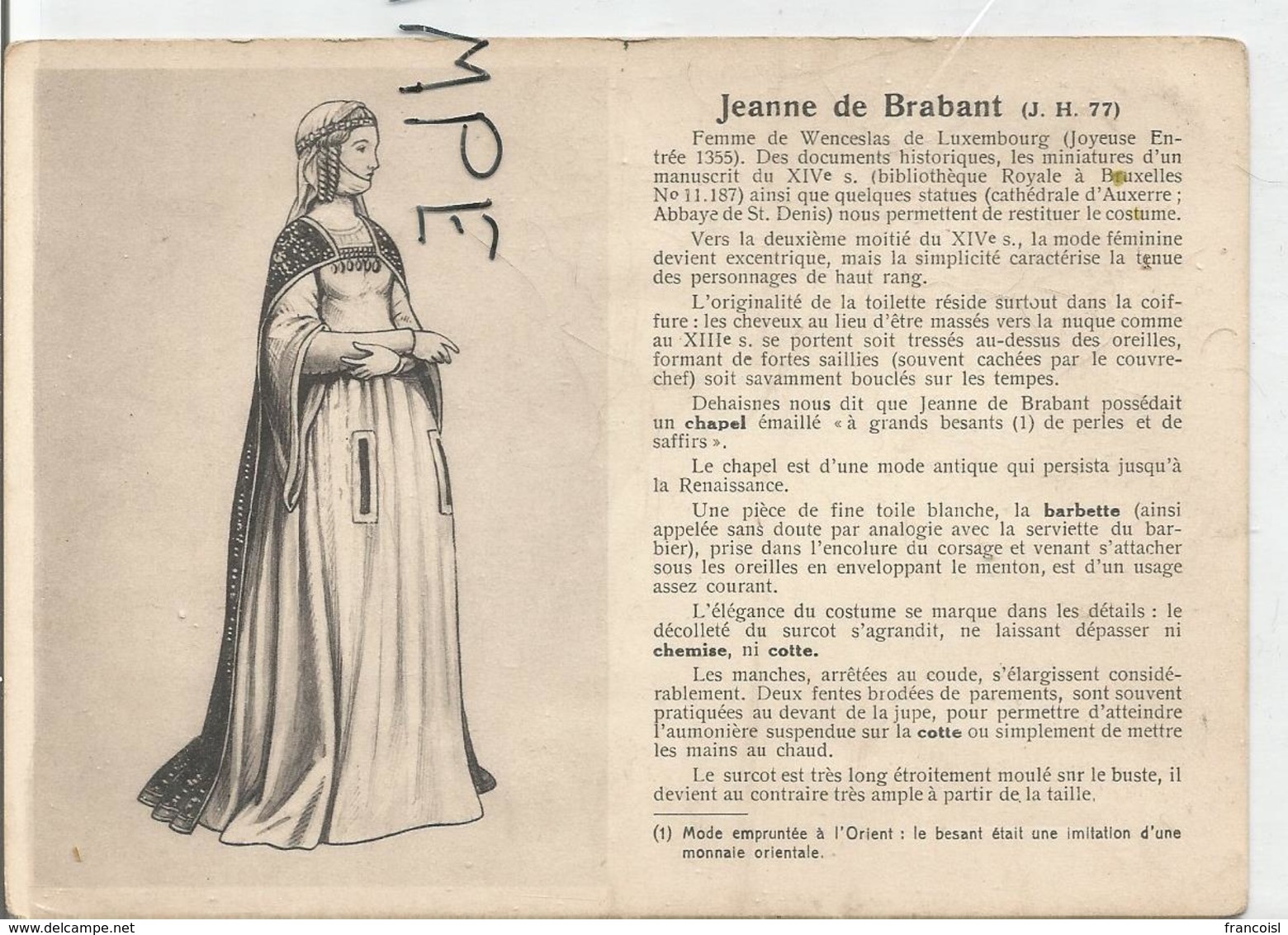 Portraits Historiques. Histoire Du Costume. Jeanne De Brabant. - Histoire