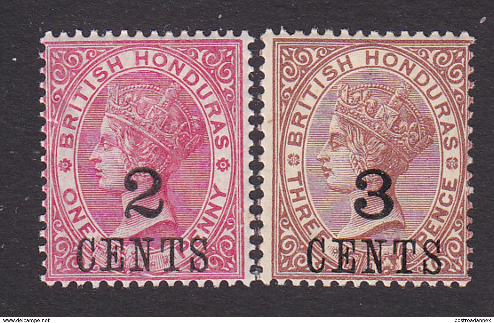 British Honduras, Scott #28-29, Mint Hinged, Victoria Surcharged, Issued 1888 - Honduras Britannique (...-1970)