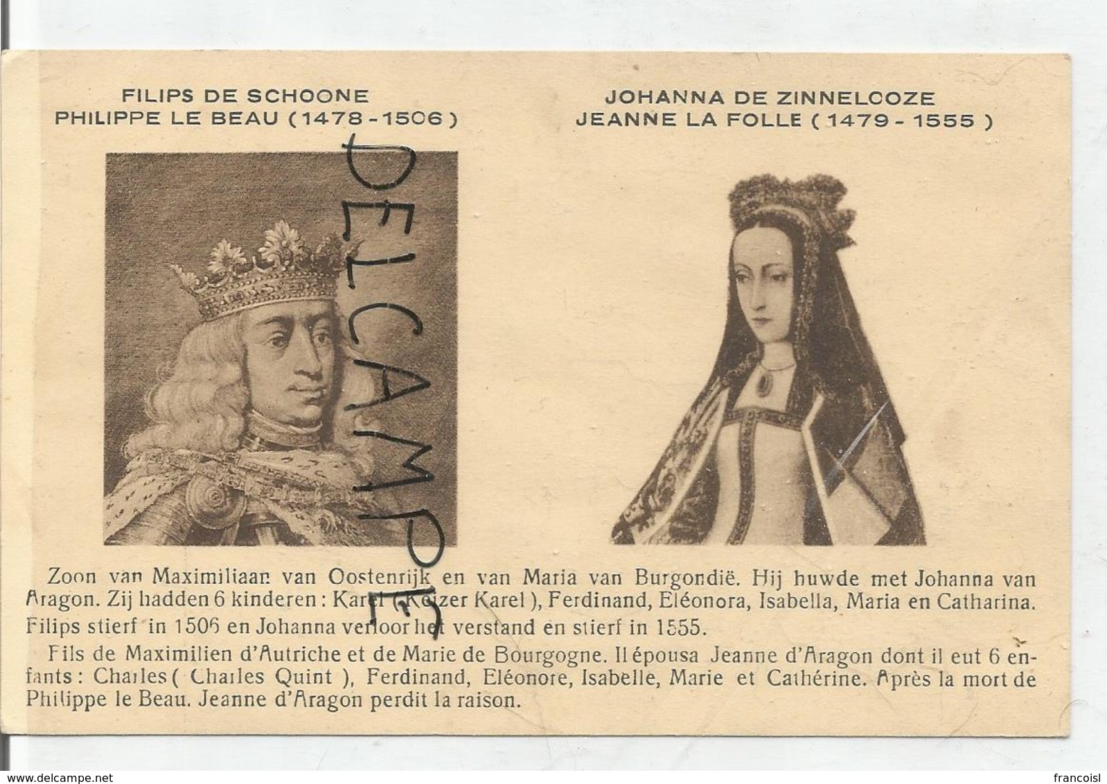 Portraits Historiques. Classic. Philippe Le Beau Et Jeanne La Folle. - Storia
