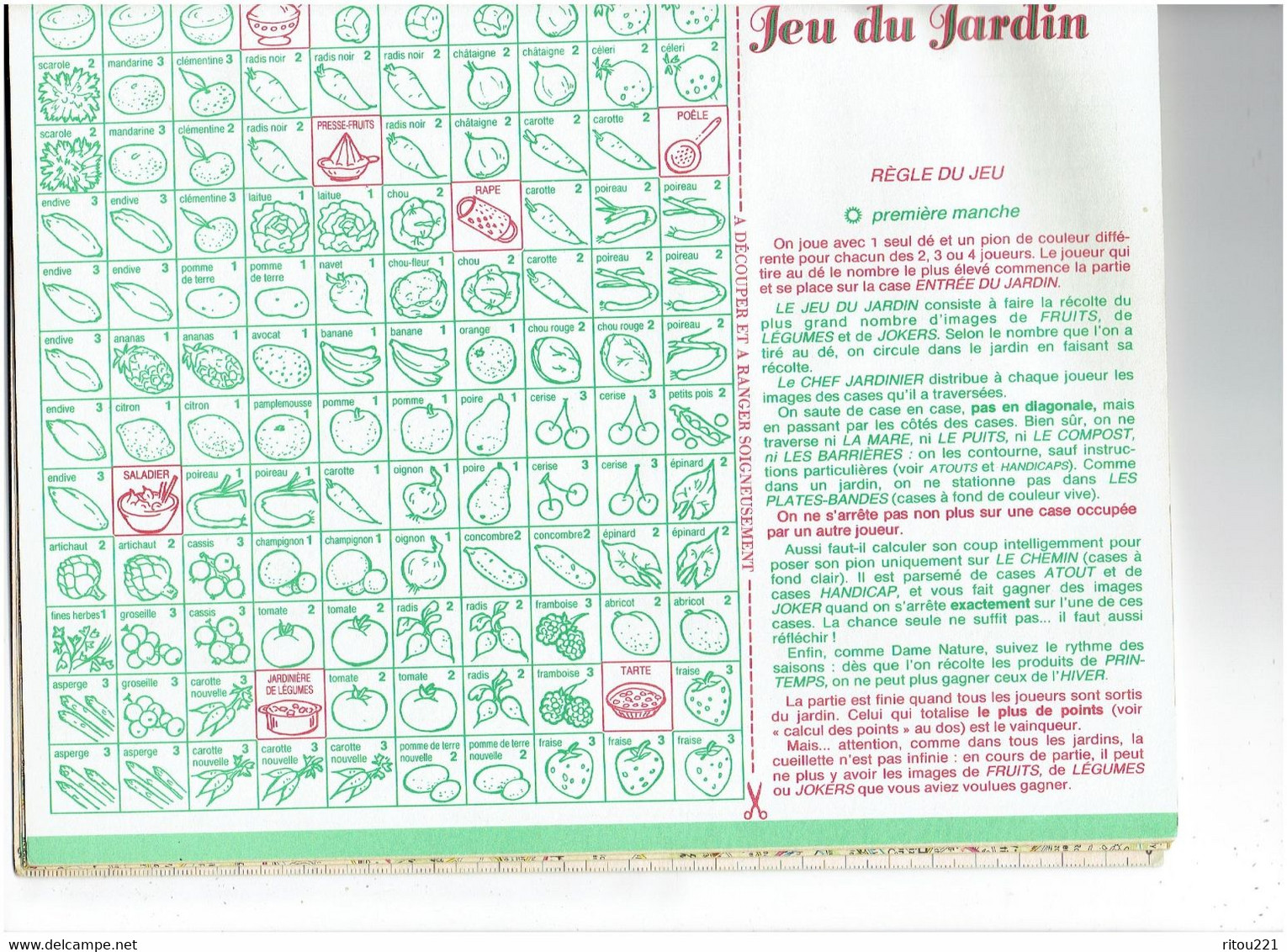 Grand Calendrier 1986 PARIS Jeu De L'oie DU JARDIN Escargot Asperge Artichaud Champignon Recette Queue écrevisse CAROTTE - Grand Format : 1981-90