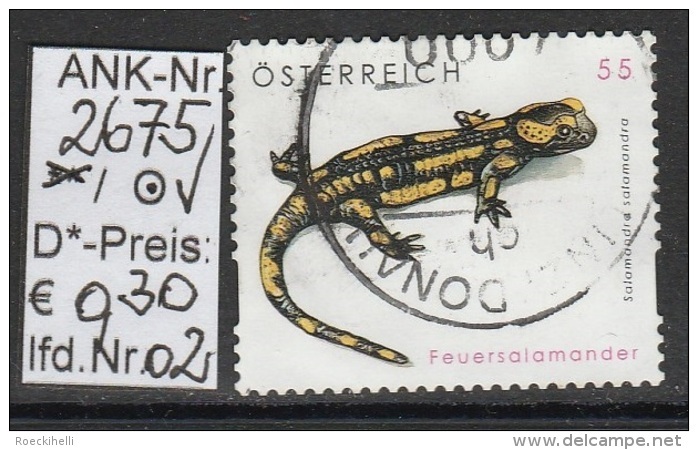 31.3.2007 - Sk FM/DM "Tierschutz-Feuersalamander" -  O Gestempelt (teilw. Auf Briefstück) - Siehe Scan  (2675o 01-04,06) - Gebraucht