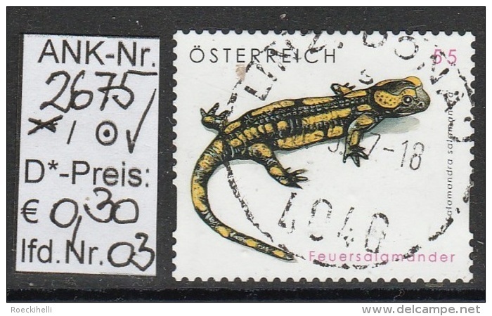 31.3.2007 - Sk FM/DM "Tierschutz-Feuersalamander" -  O Gestempelt (teilw. Auf Briefstück) - Siehe Scan  (2675o 01-04,06) - Gebraucht