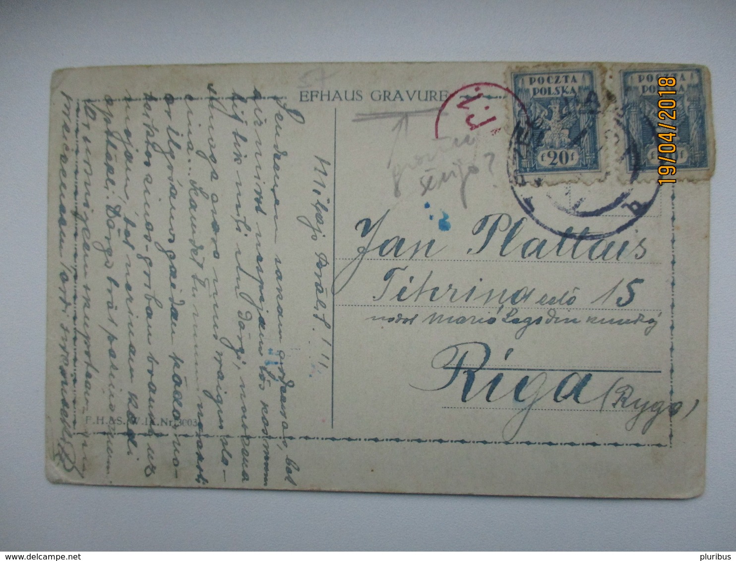 NORTH POLAND  TO LATVIA , CENSORED  , OLD POSTCARD , 0 - Altri & Non Classificati