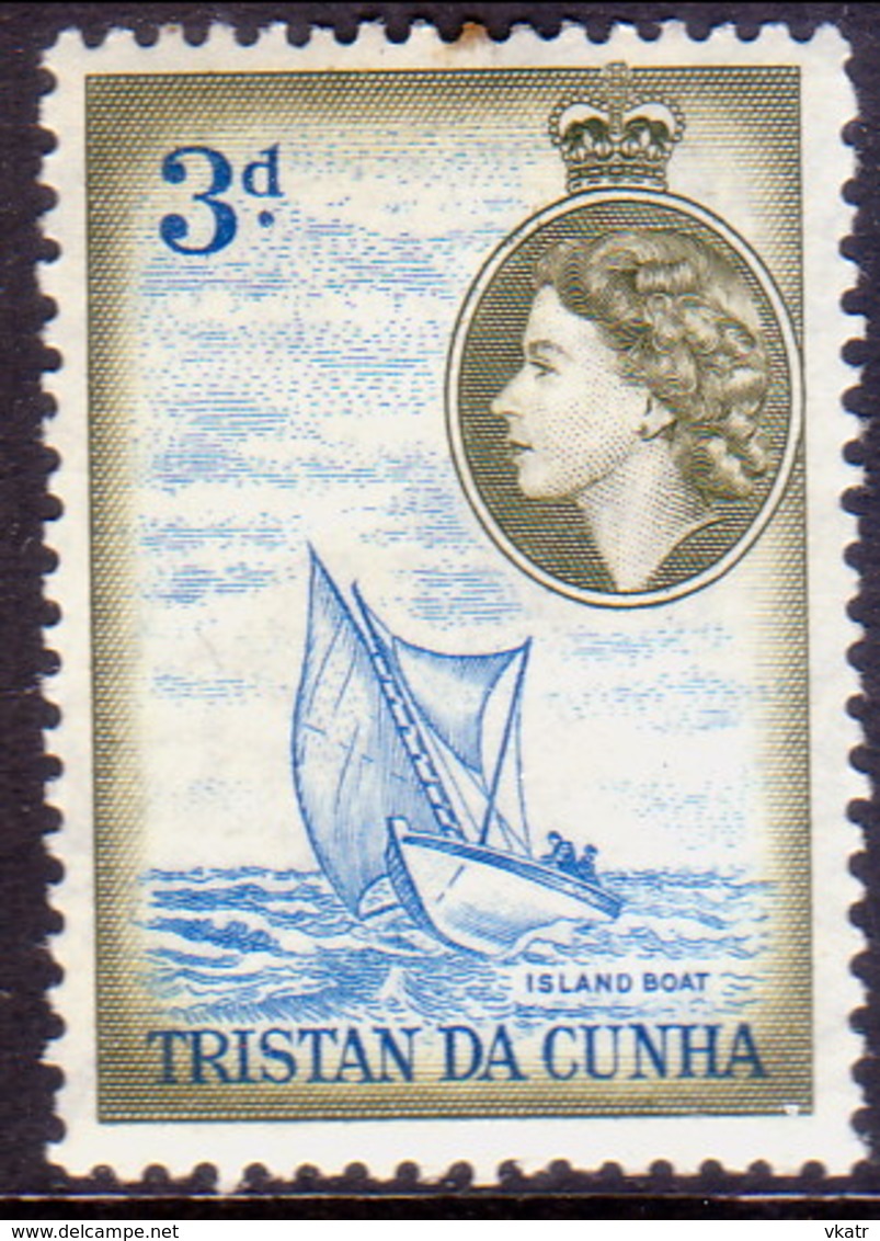 TRISTAN DA CUNHA 1954 SG #19 3d MH Tiny Toned Spot At Top - Tristan Da Cunha