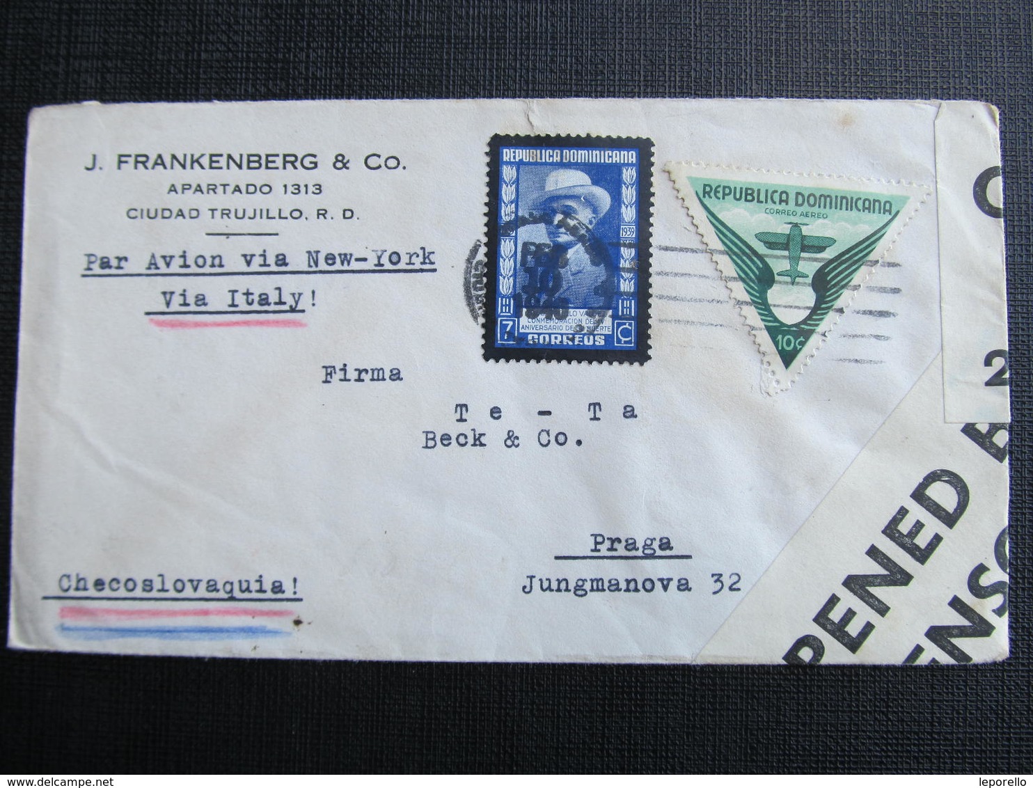 BRIEF Ciudad Trujillo - Praga Wehrmaht Zensur 1940  /// D*31314 - Dominikanische Rep.