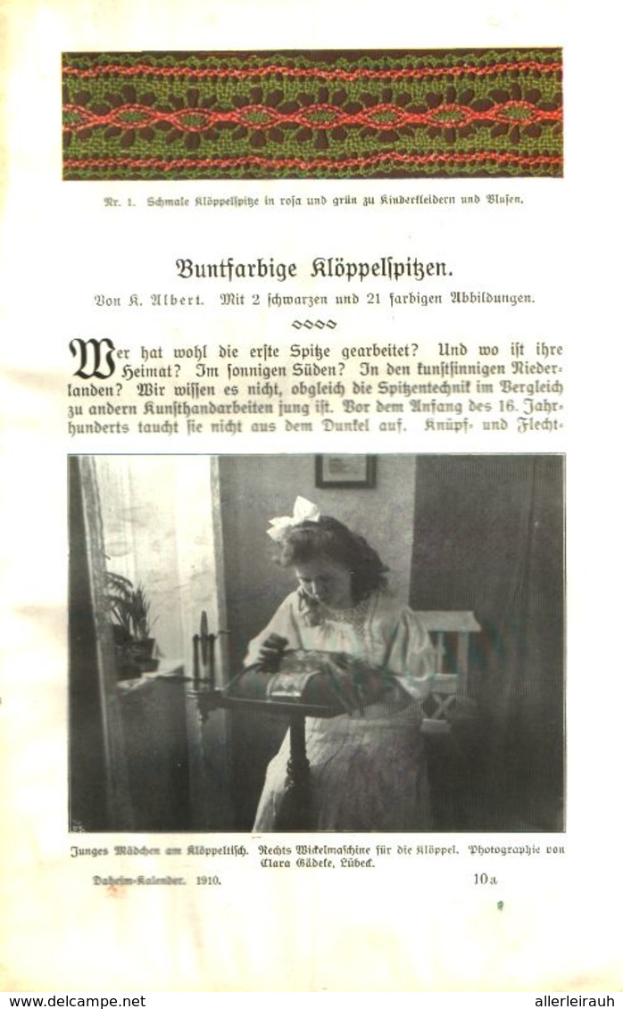 Buntfarbige Klöppelspitzen / Artikel, Entnommen Aus Kalender / 1910 - Bücherpakete