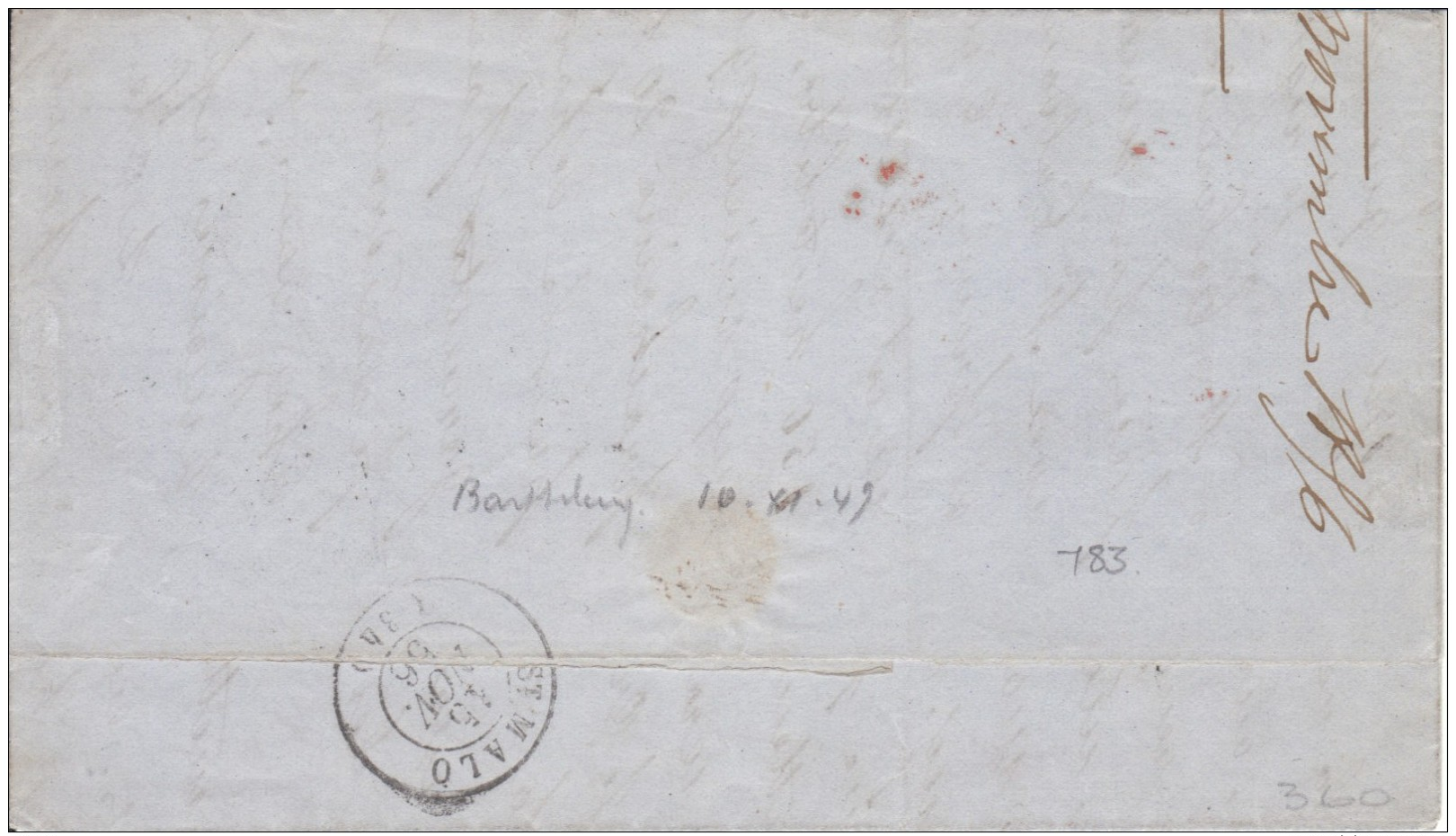 Lettre Du 1er Service Boite Mobile, Créé En Vertu Convention 1843, 15 Nov. 1856 - Jersey