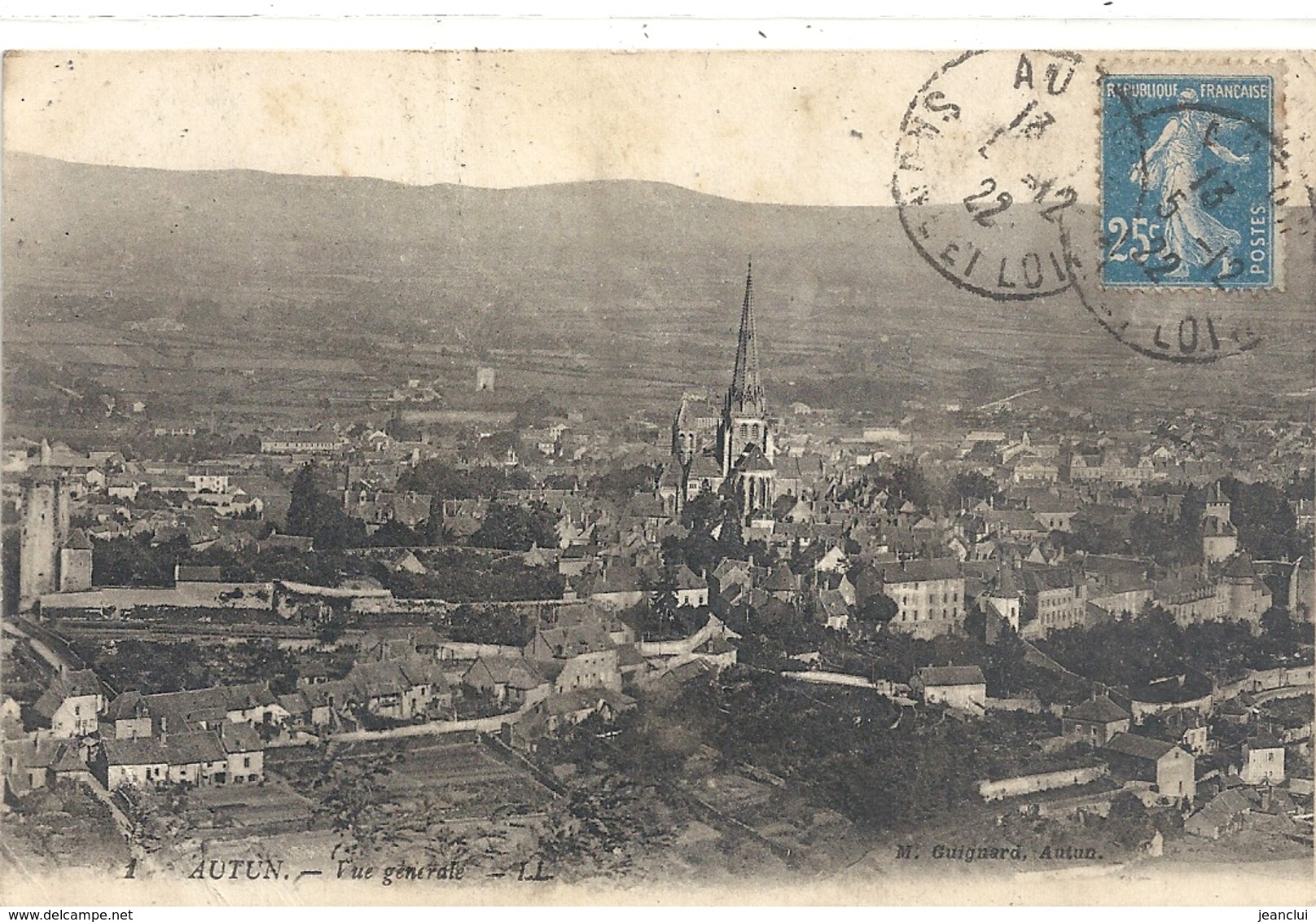 AUTUN .1. VUE GENERALE . AFFR LE 5-12-1922 SUR RECTO - Autun