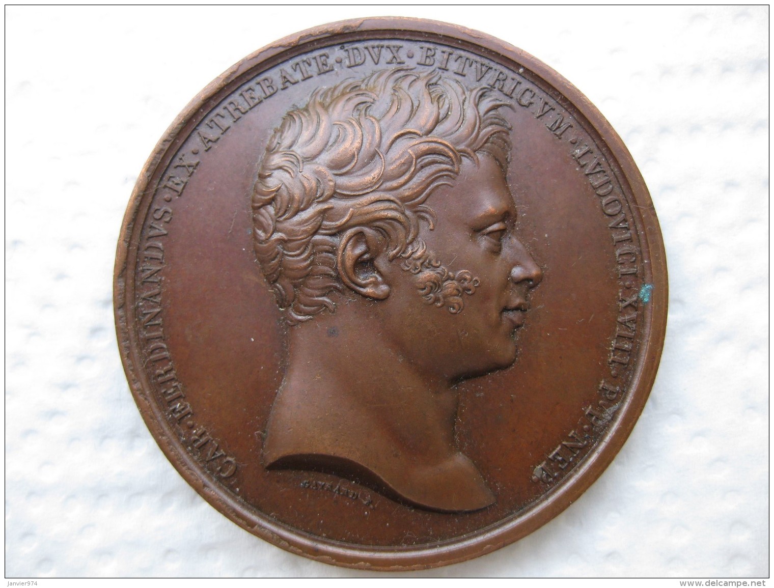 Medaille Charles Ferdinand D Artois Duc De Berry 1820 Par Raymond Gayrard - Autres & Non Classés