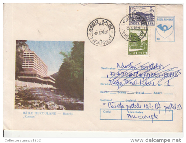 70994- BAILE HERCULANE ROMAN HOTEL, TOURISM, COVER STATIONERY, VARIOUS STAMPS, 1993, ROMANIA - Hotel- & Gaststättengewerbe