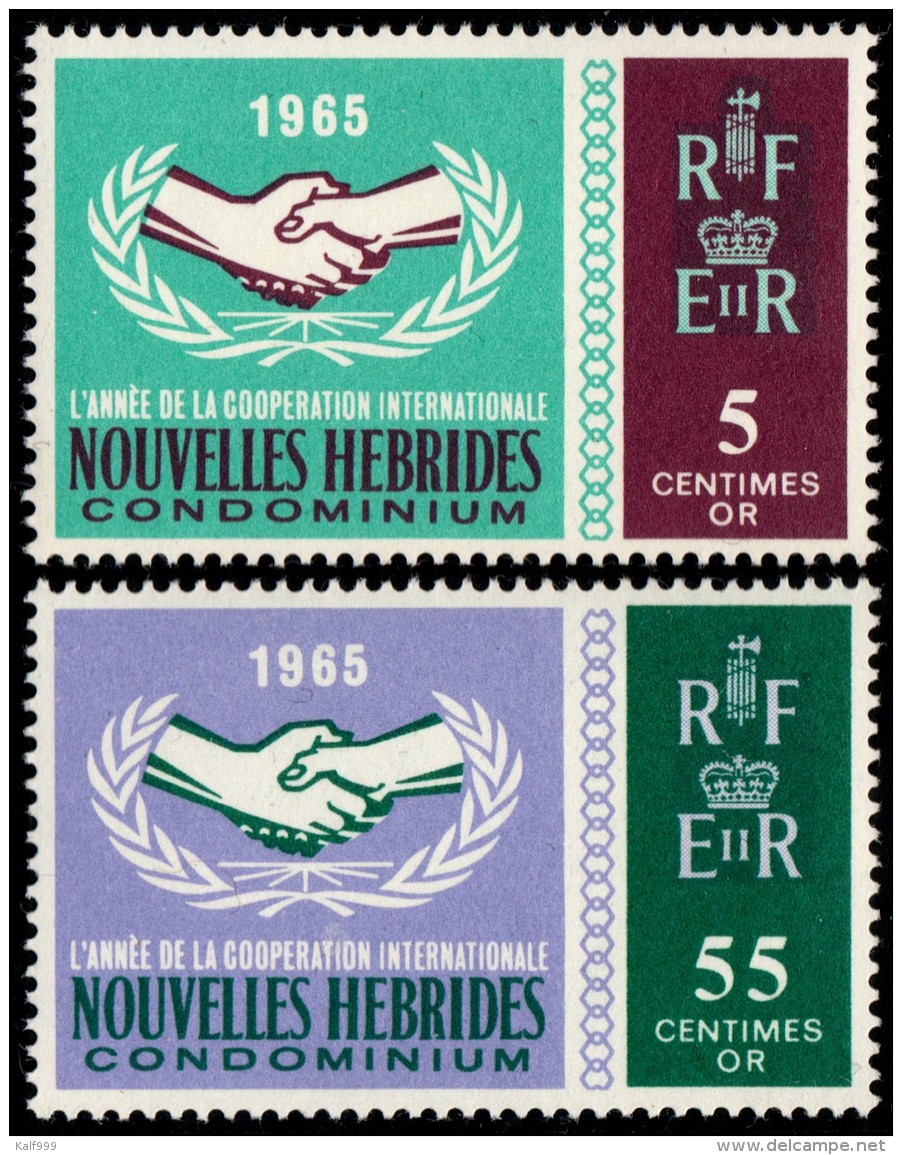~~~ New Hebrides 1965 - Cooperation Year - MI. 222/223 ** MNH - CV 15.00 Euro ~~~ - Ongebruikt