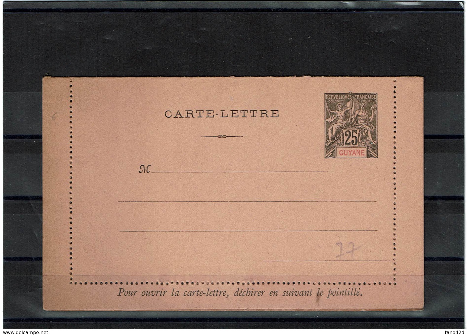 CTN27COL- GUYANE FRANCAISE CL 25c NEUVE PATTES COLLEES - Other & Unclassified