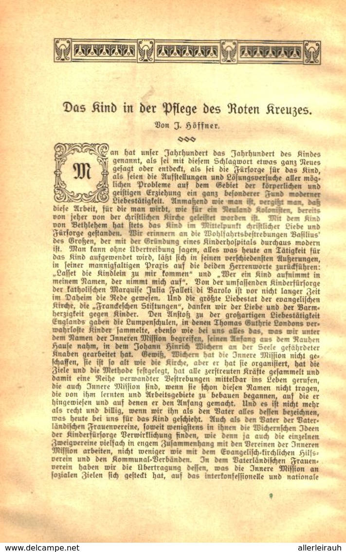 Das Kind In Der Pflege Des Roten Kreuzes /Artikel, Entnommen Aus Kalender / 1910 - Colis