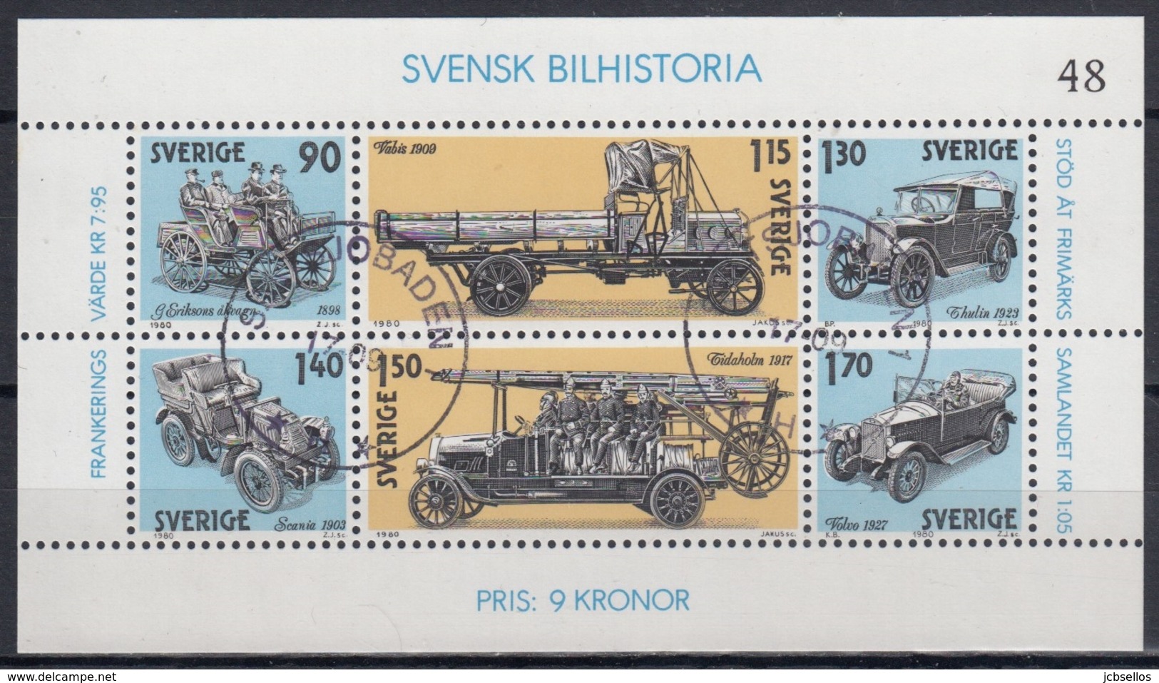 SUECIA 1980 Nº HB-8 USADO - Blokken & Velletjes