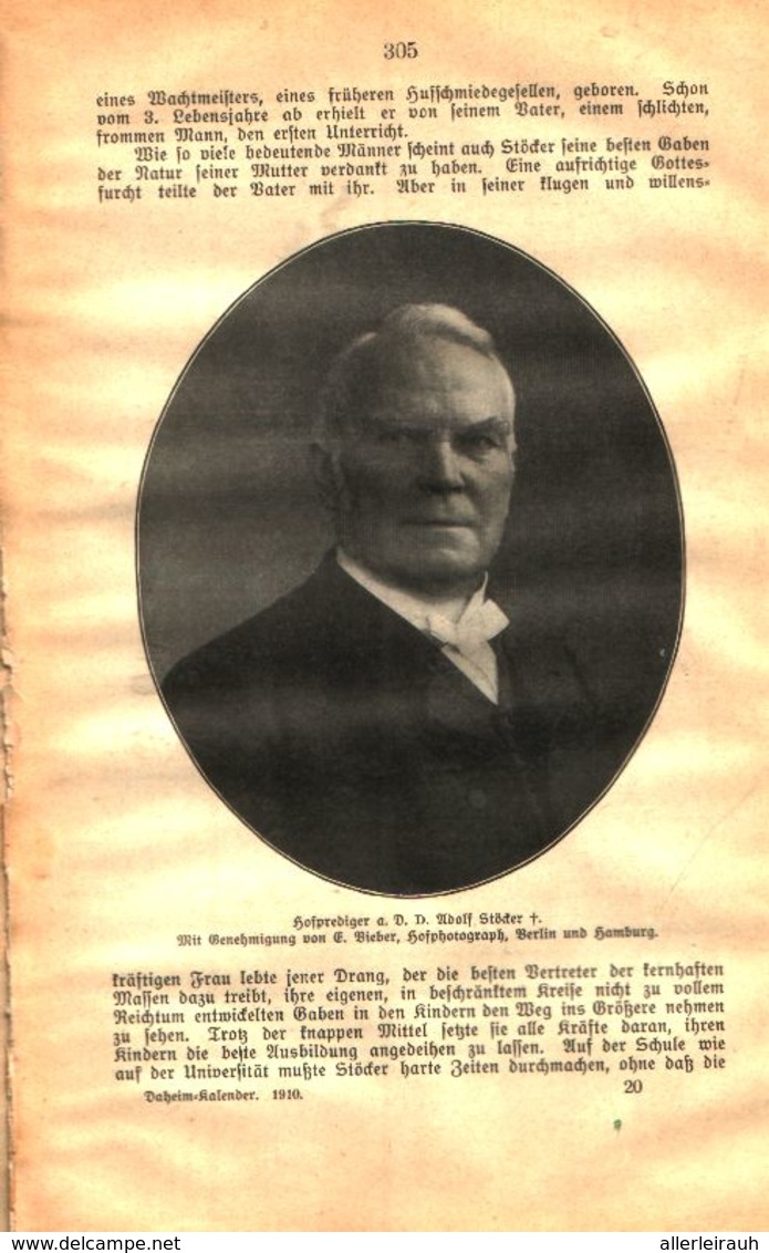 Adolf Stöcker / Artikel, Entnommen Aus Kalender / 1910 - Bücherpakete