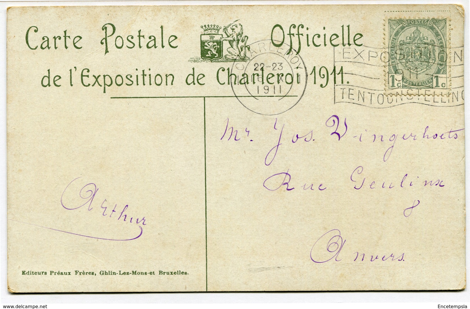 CPA - Carte Postale - Belgique - Exposition De Charleroi - Entrée De La Salle Des Fêtes - 1911 (CP2081) - Charleroi