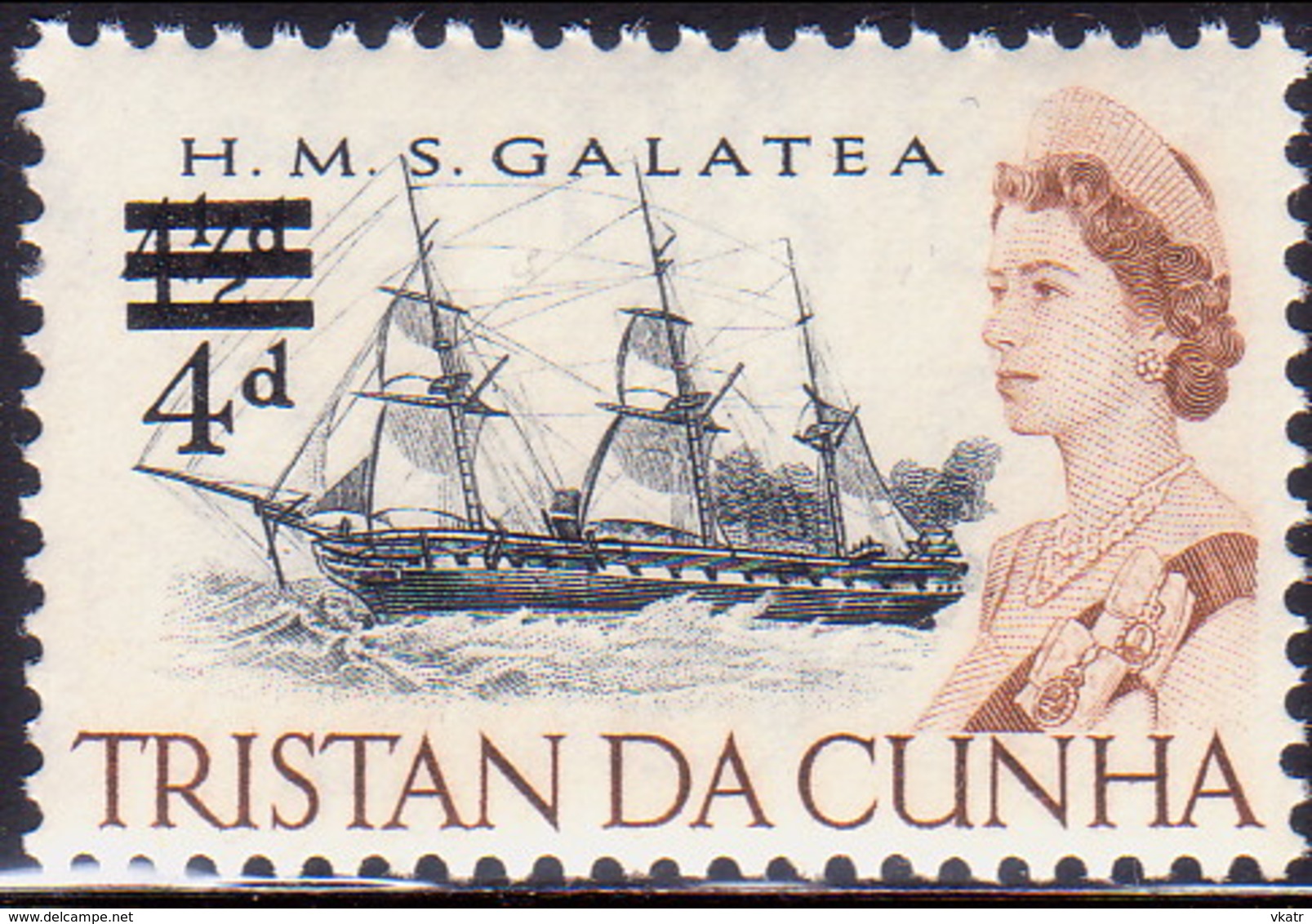 TRISTAN DA CUNHA 1967 SG #108 4d On 4½d MNH - Tristan Da Cunha