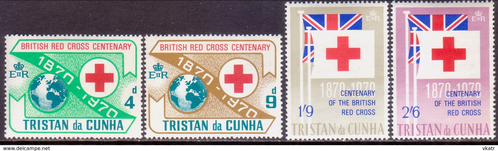 TRISTAN DA CUNHA 1970 SG #129-32 Compl.set MLH Red Cross - Tristan Da Cunha