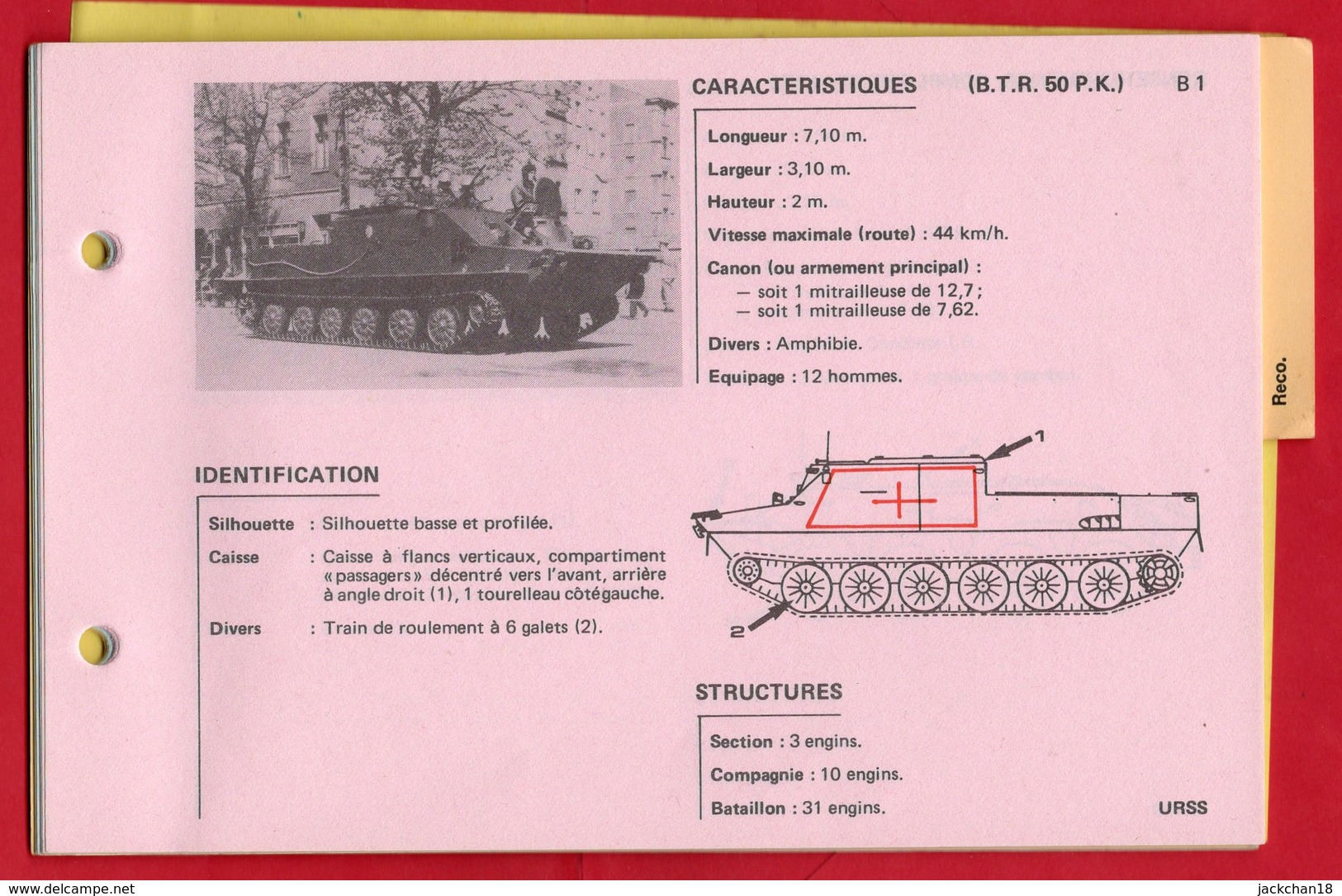 - MILITARIA - CARNET D'IDENTIFICATION DES BLINDES ET DES AERONEFS - 1983 TB - Frankreich