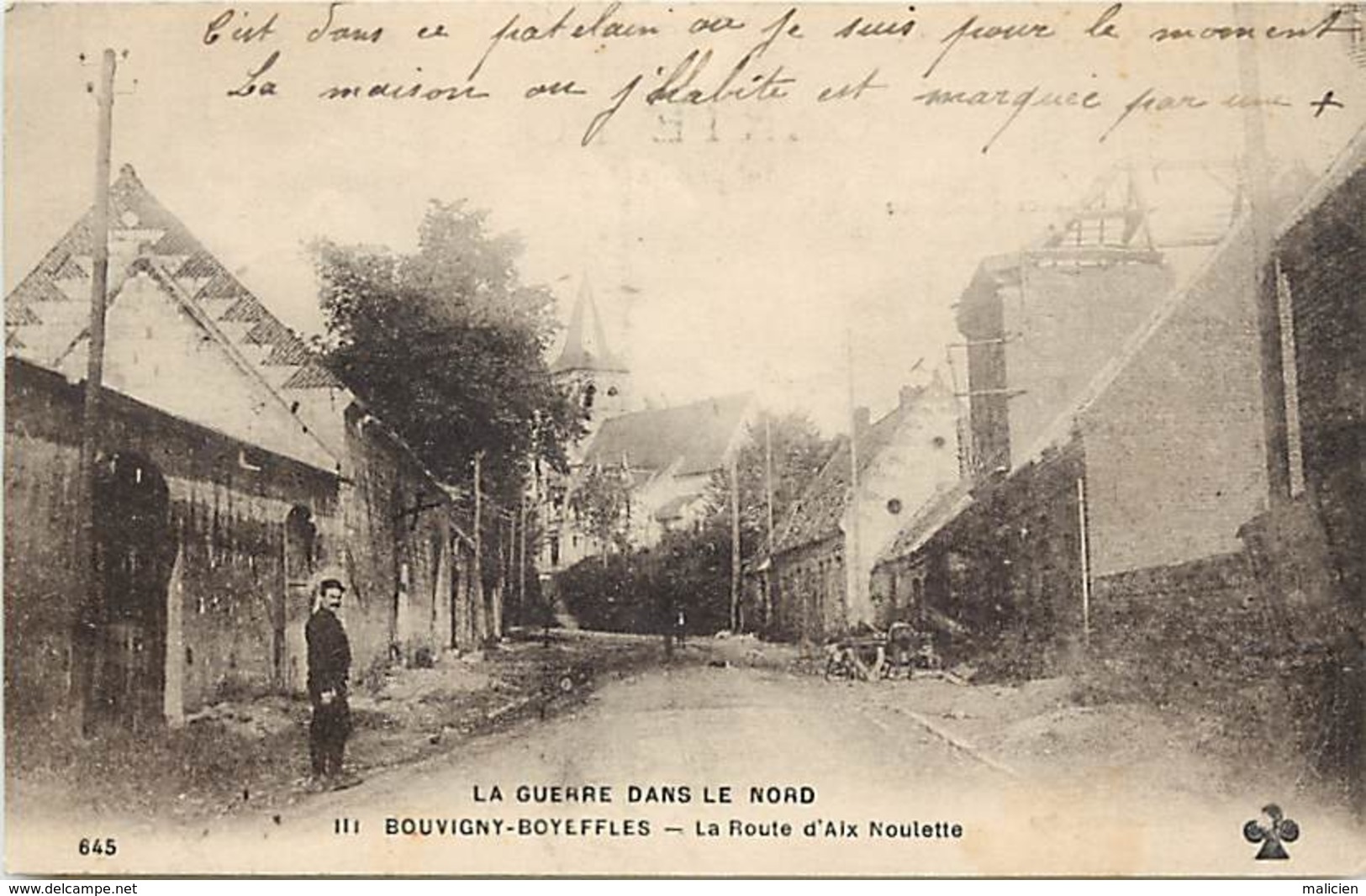 -dpts Div.-ref-YY931- Nord - Bouvigny Boyeffles - Route D Aix Noulette - La Guerre Dans Le Nord - Guerre 1914-18 - - Autres & Non Classés