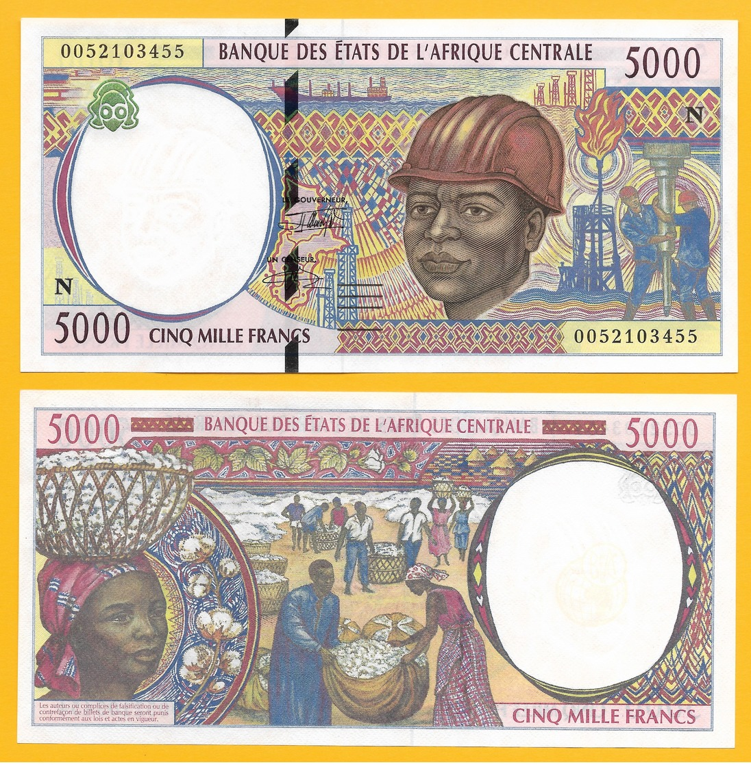 Central African States 5000 Francs Equatorial Guinea (N) P-504Nf 2000 UNC - Central African States