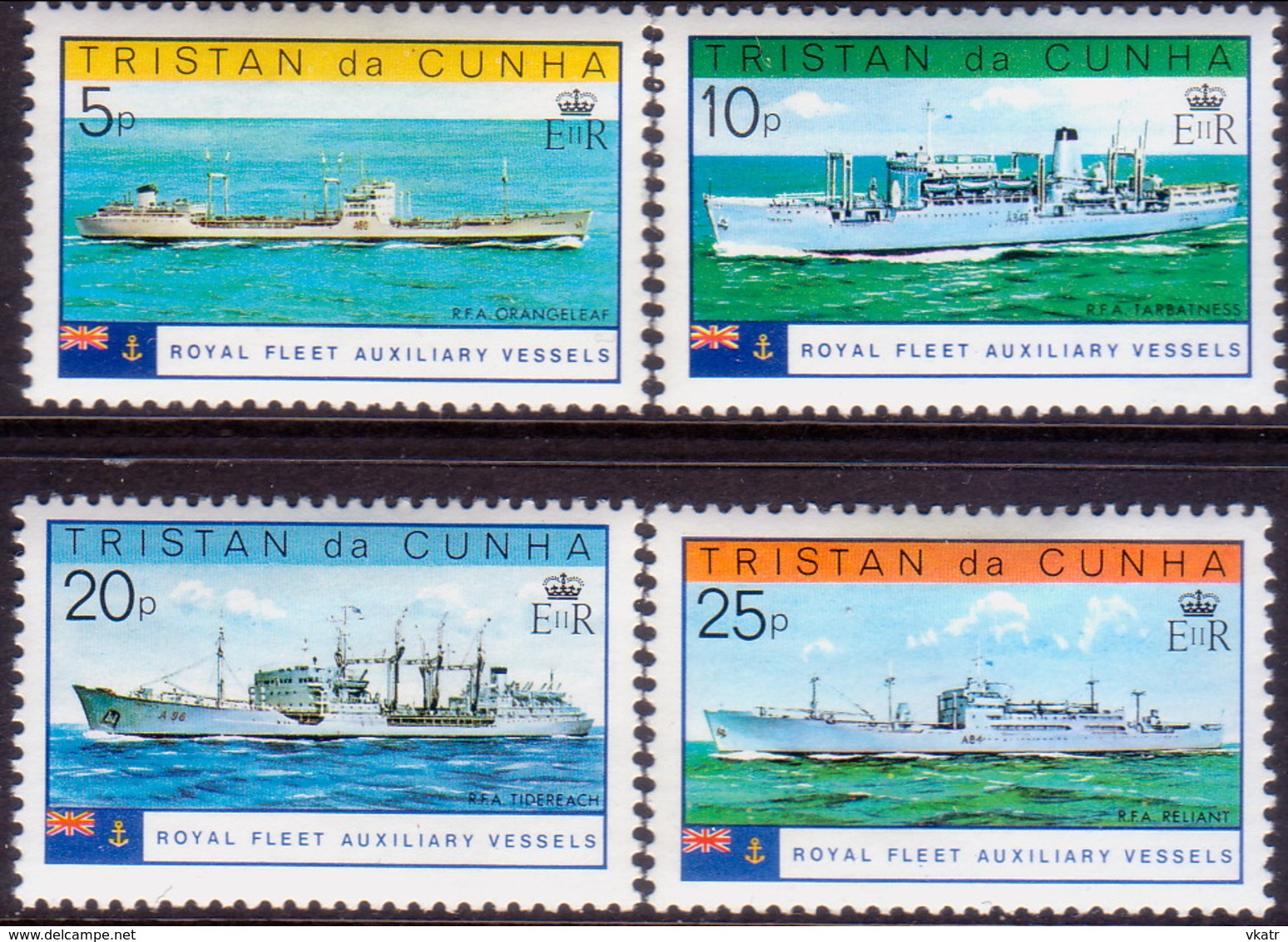 TRISTAN DA CUNHA 1978 SG #250-53 Compl.set MLH Royal Fleet Auxiliary Vessels - Tristan Da Cunha