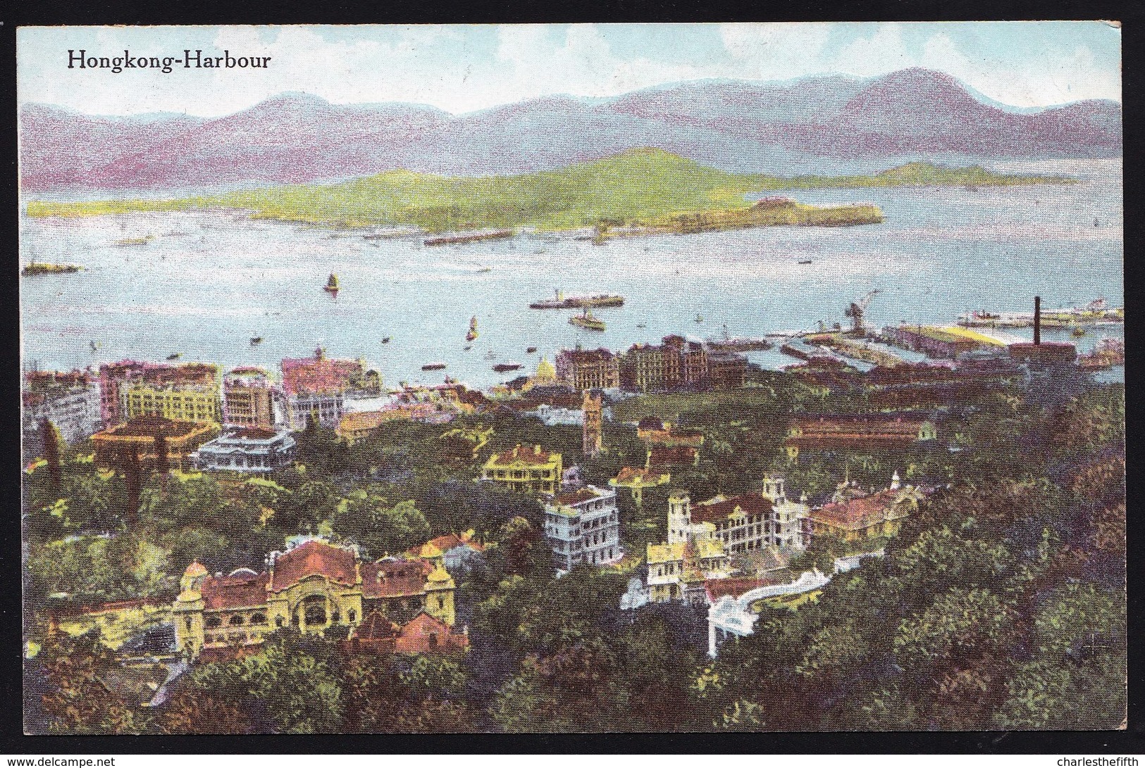 VINTAGE OLD CPA ** HONGKONG - HARBOUR - PERFECT CONDITION ! RARE THIS ONE ! - Chine (Hong Kong)