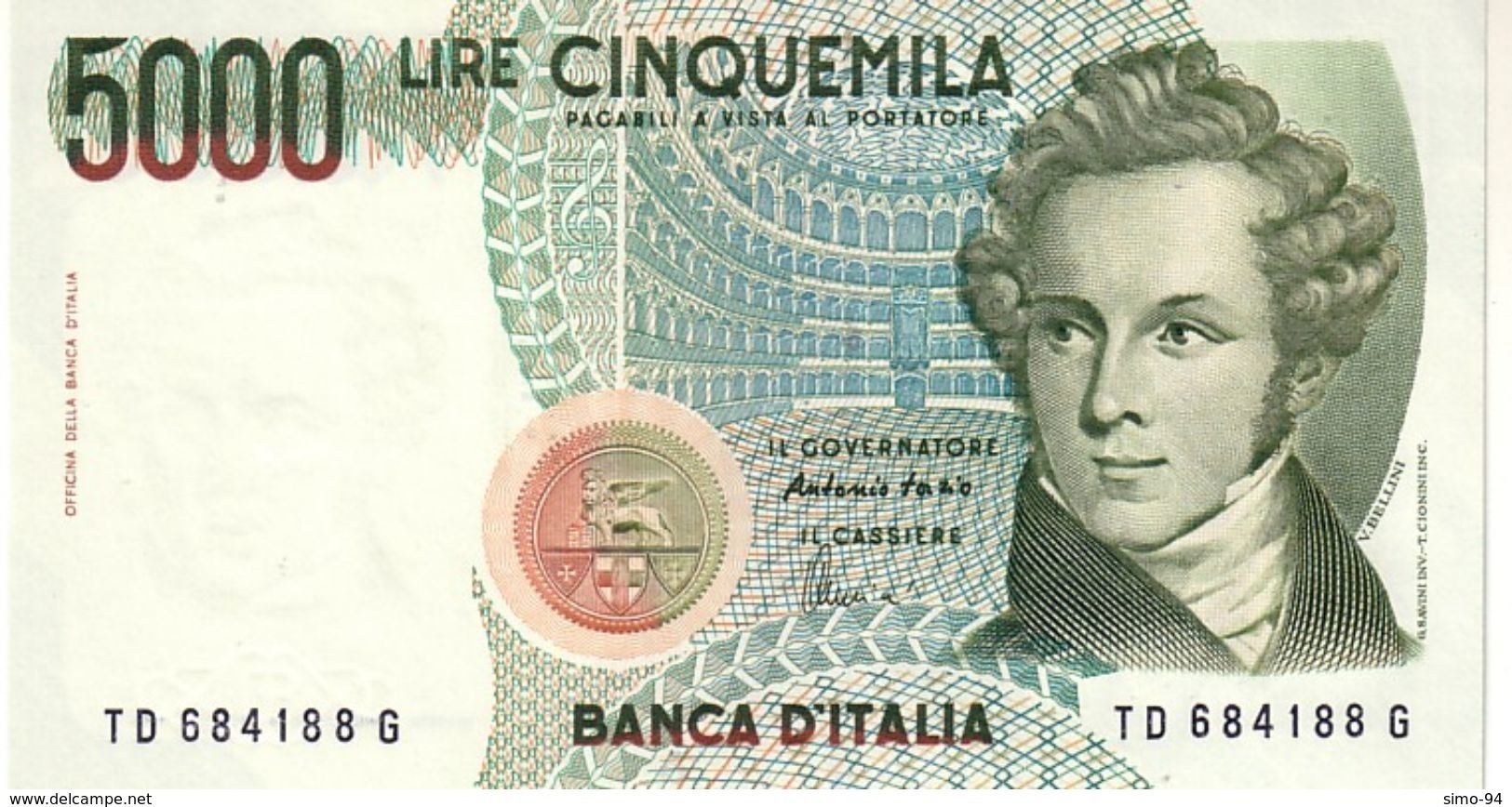 Italy P.111c  5000 Lire 1996  Unc - 5000 Lire