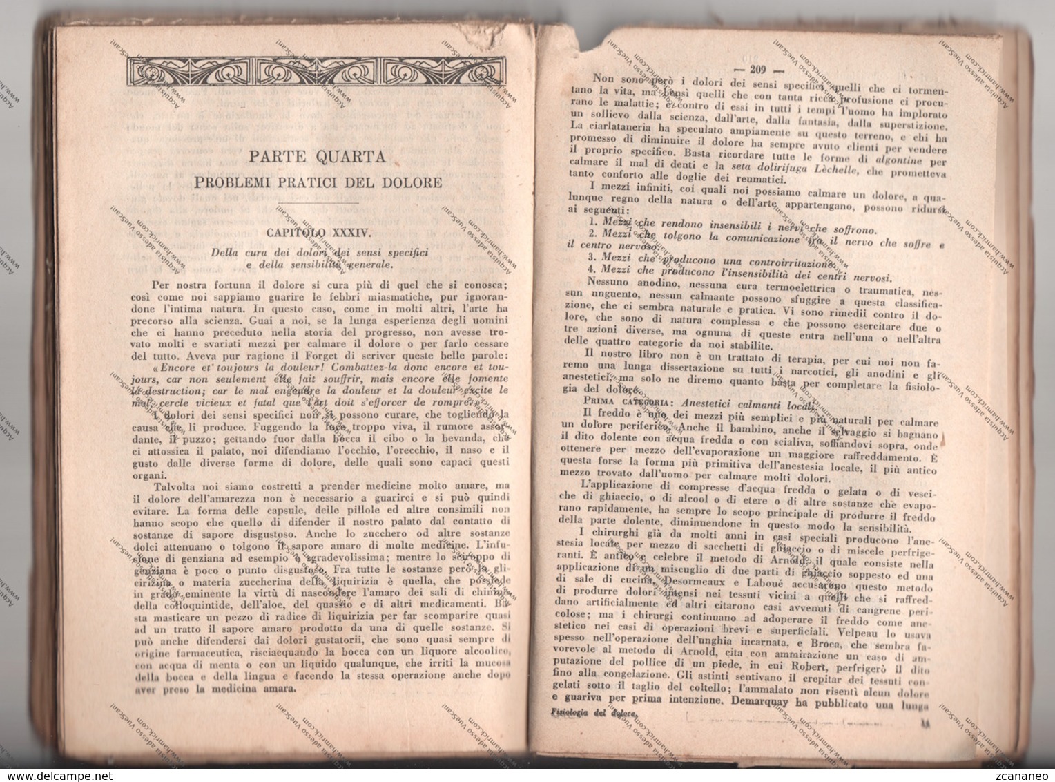 FISOLOGIA DEL DOLORE DI PAOLO MANTEGAZZA 1924 ED. A. BARION  - LONIGO VICENZA - - Otros & Sin Clasificación