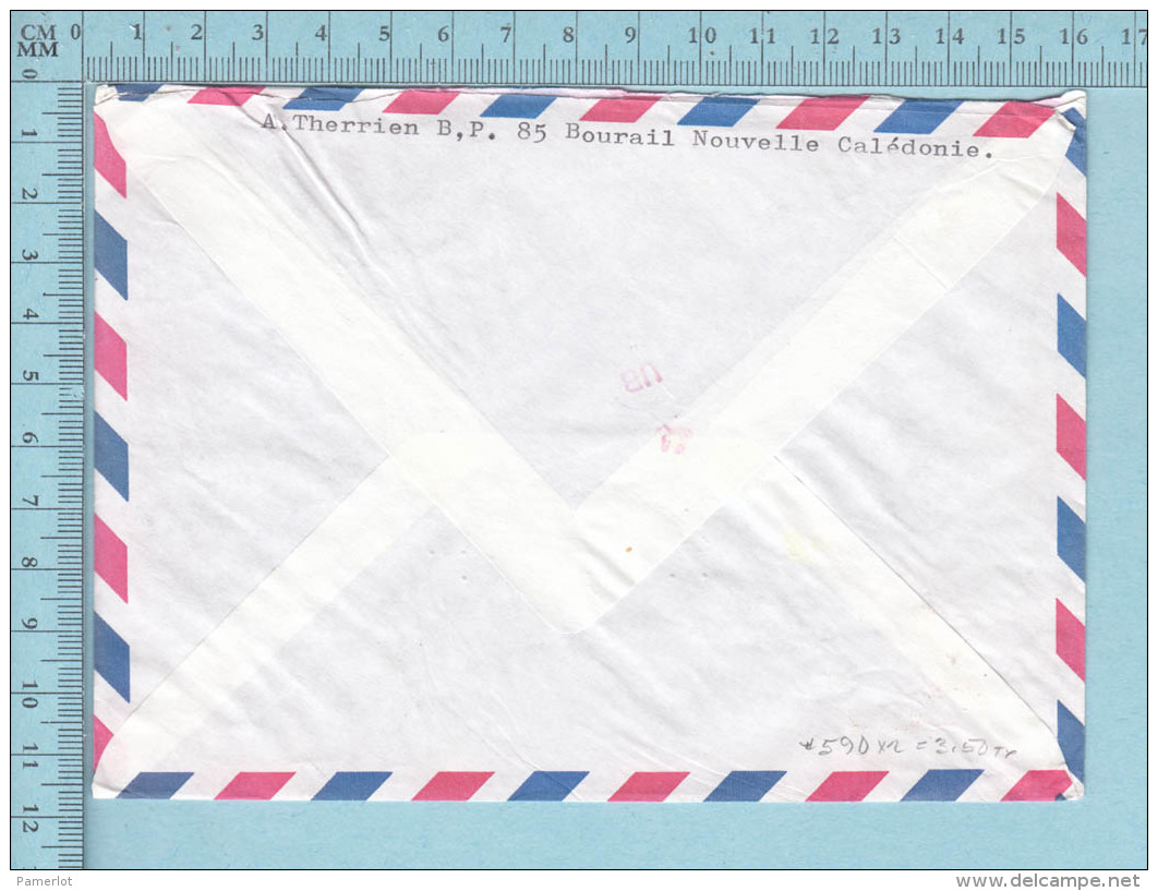 Nouvelle Calédonie - Envelope, Lettre Femme Sein Nu, Air Mail Bourail 1989, To Canada - Lettres & Documents