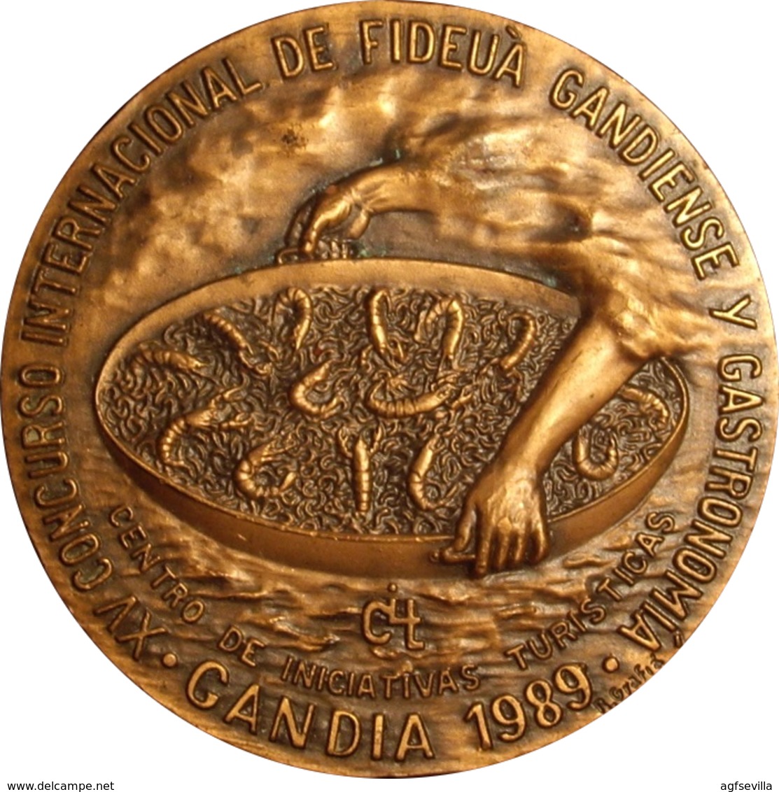 ESPAÑA. MEDALLA DEL XV CONCURSO INTERNACIONAL DE FIDEUA. GANDÍA 1989. ESPAGNE. SPAIN MEDAL - Firma's