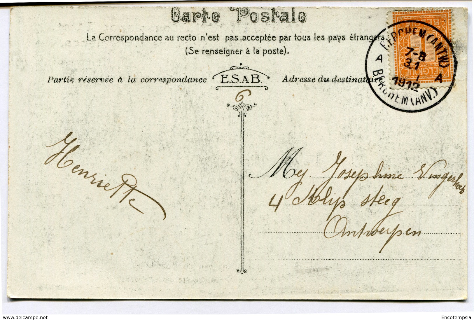 CPA - Carte Postale - Belgique - Anvers -  Cortège Conscience - Char De La Glorification De La Guerre - 1912 (CP2113) - Antwerpen