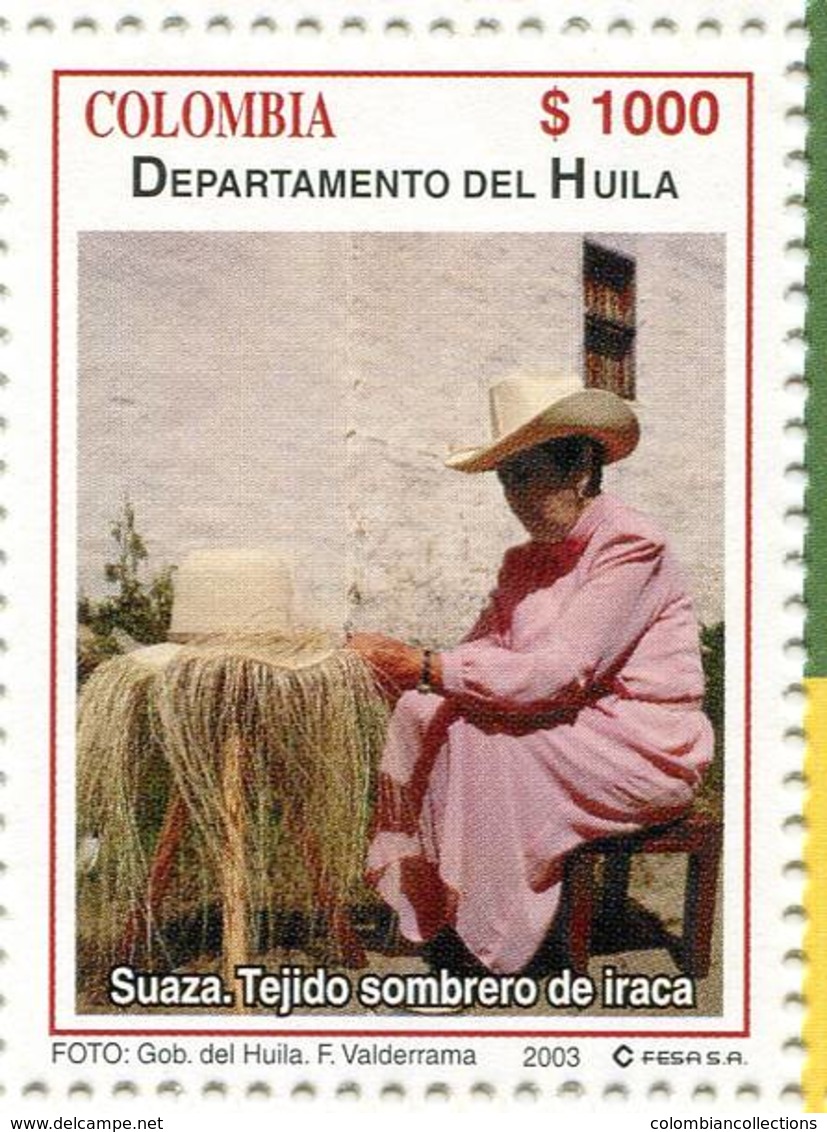 Lote 19r7, Colombia, 2003, Departamento De Huila, Suaza, Tejido Sombrero De Iraca, Woman, Hat - Colombia