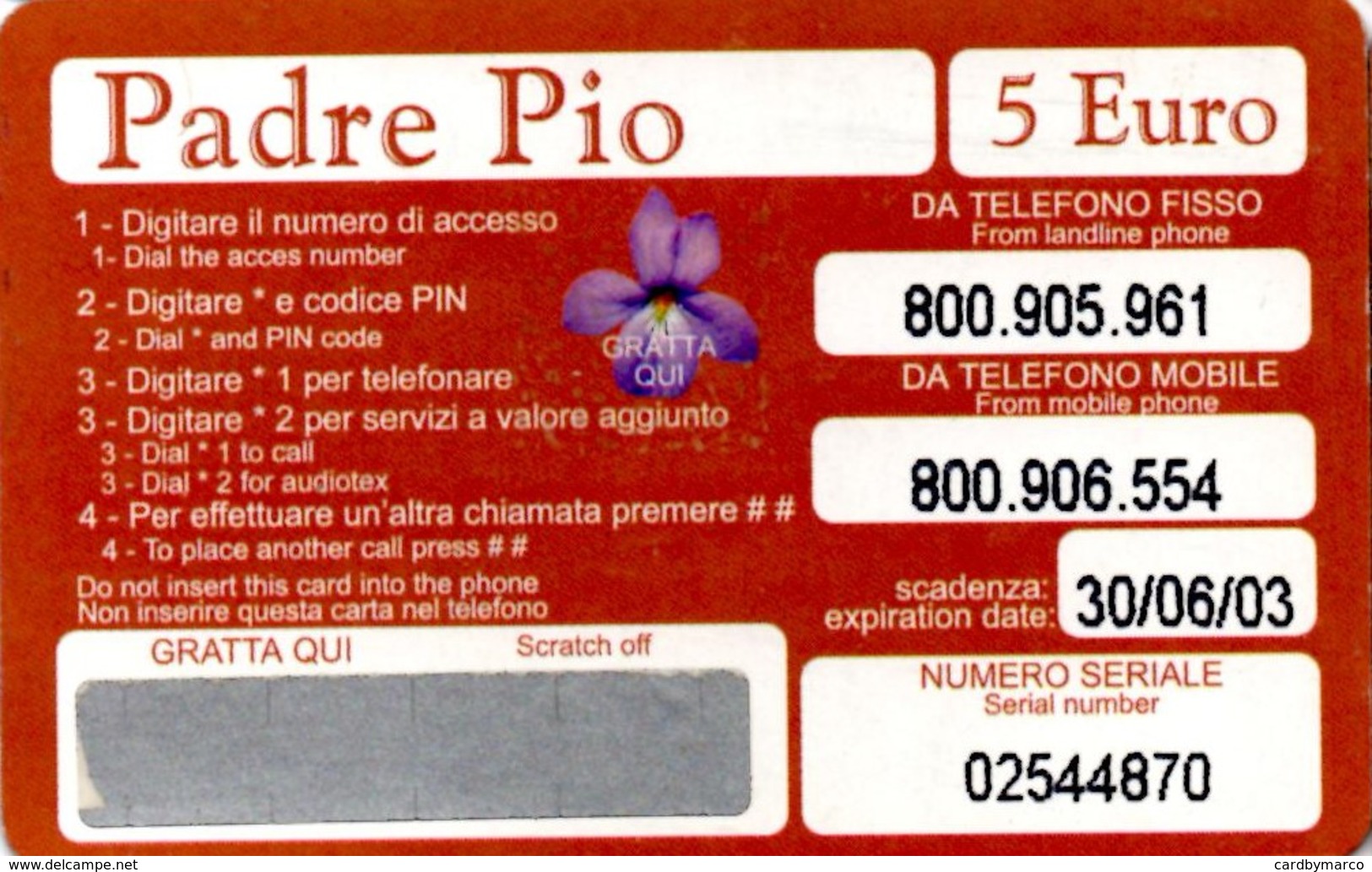 *ITALIA - PADRE PIO* - C@rdtech NUOVA (MINT) - [2] Sim Cards, Prepaid & Refills