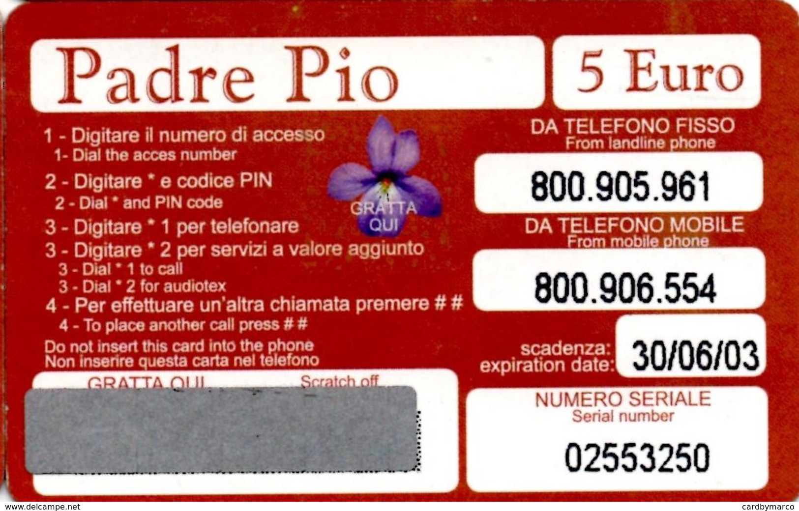 *ITALIA - PADRE PIO* - C@rdtech NUOVA (MINT) - Schede GSM, Prepagate & Ricariche