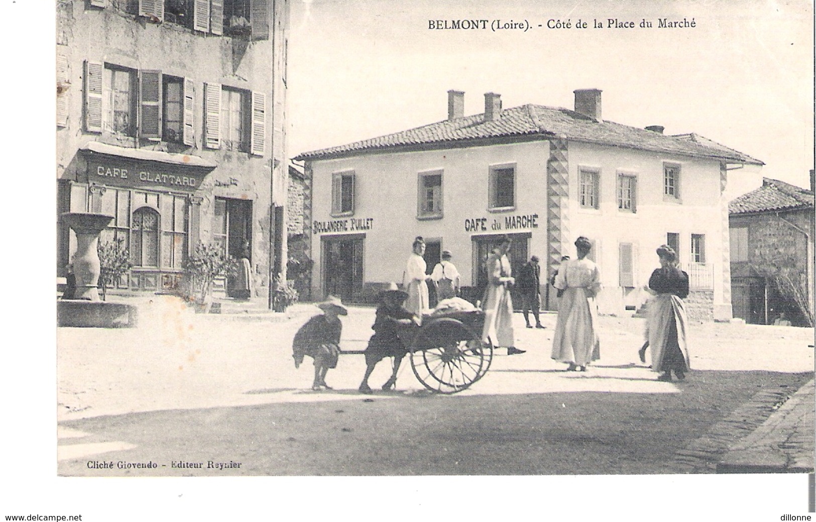 C P A   D 42     BELMONT  Cote De La Place Du Marche - Belmont De La Loire