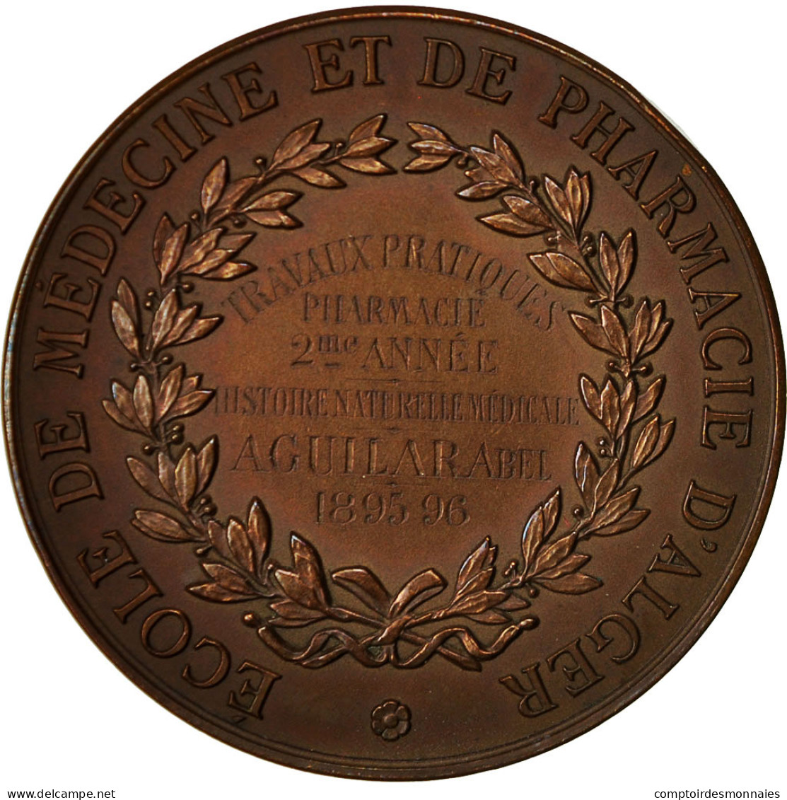 Algeria, Médaille, Ecole De Médecine Et De Pharmacie D'Alger, 1896, Rogat - Autres & Non Classés