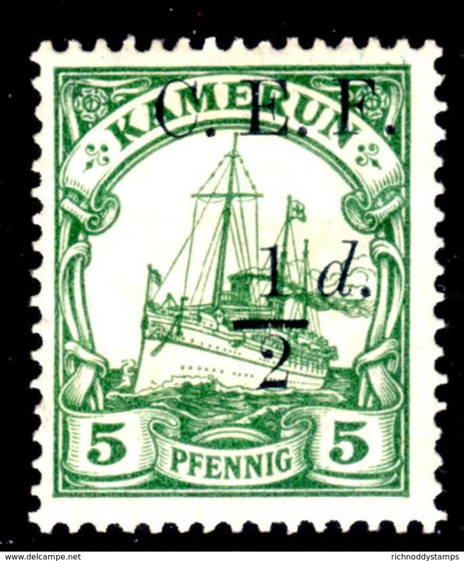 Cameroon Expeditionary Forces 1915 &#189;d On 5pf Green Mint Hinged. - Cameroun