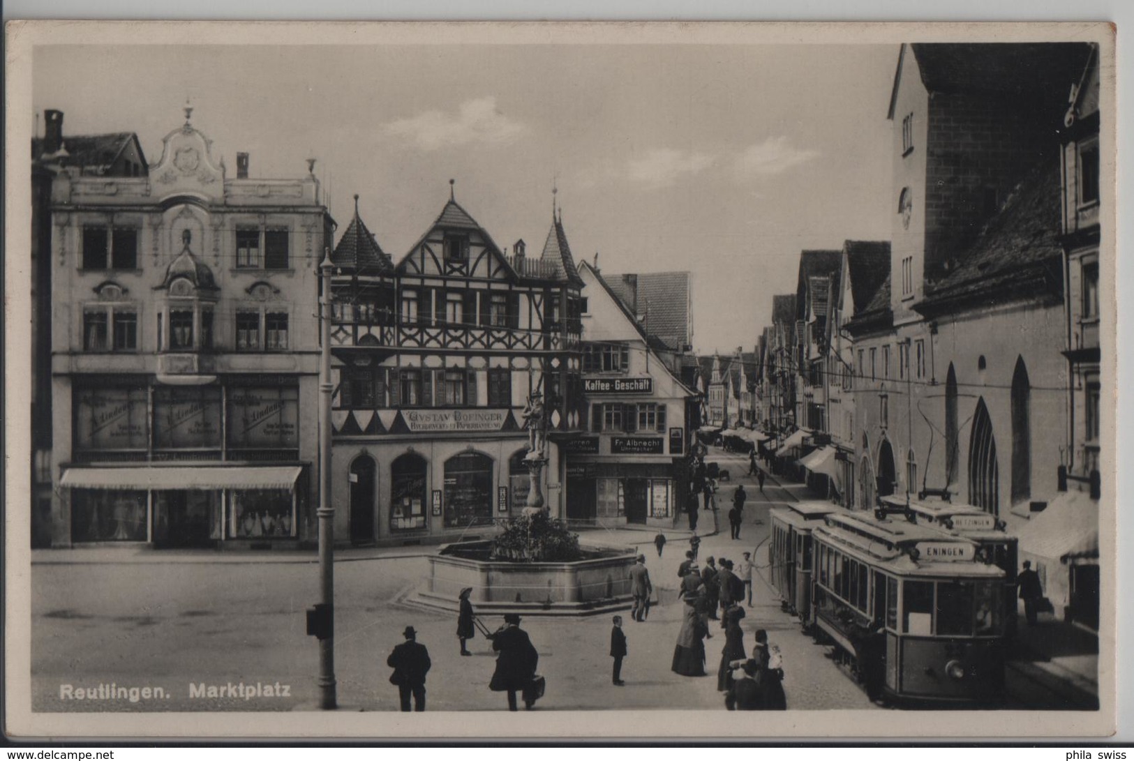 Reutlingen - Marktplatz, Strassenbahn Einingen, Kaffee-Geschäft, Belebt - Reutlingen