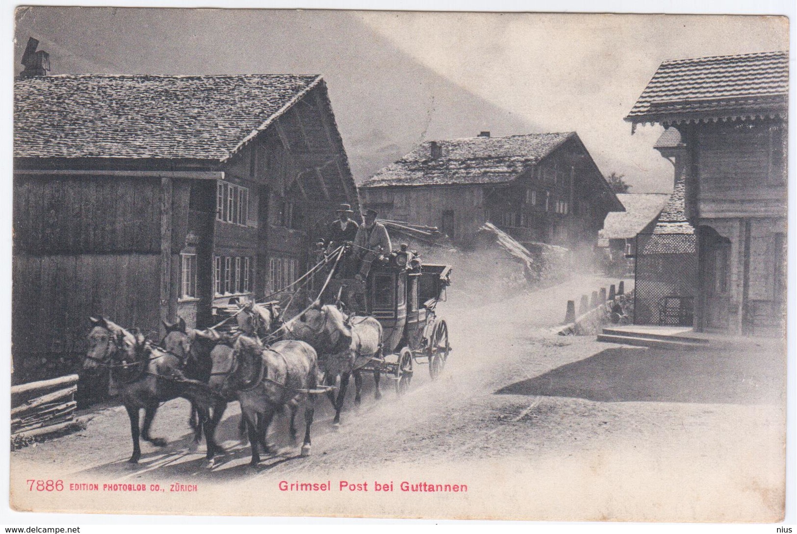 Switzerland Swiss Schweiz Svizzera Helvetia 1907 Grimsel Post Bei Guttannen, Horse Horses, Canceled In Temploux Belgium - Guttannen