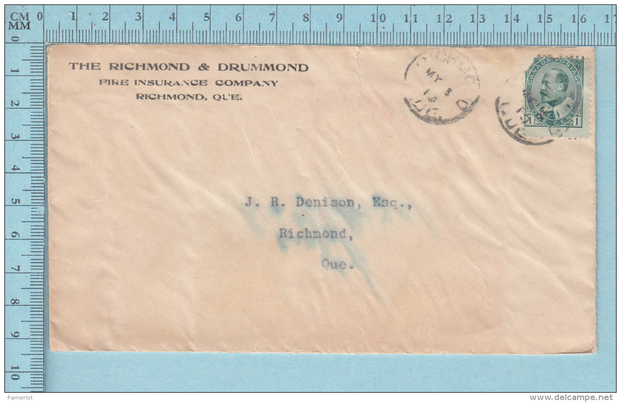 Canada - Commercial Envelope Air Mail, Over Shipt Print # 89, Cover Richmond 1910 - Briefe U. Dokumente