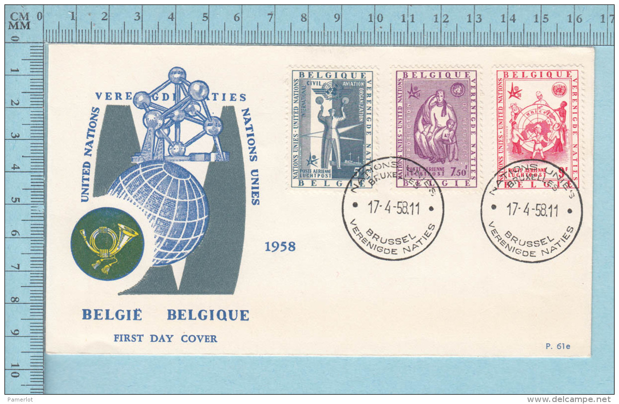 Belgie Belgique - FDC PPJ -  1958 United Nations, Nations Unies - 1951-1960