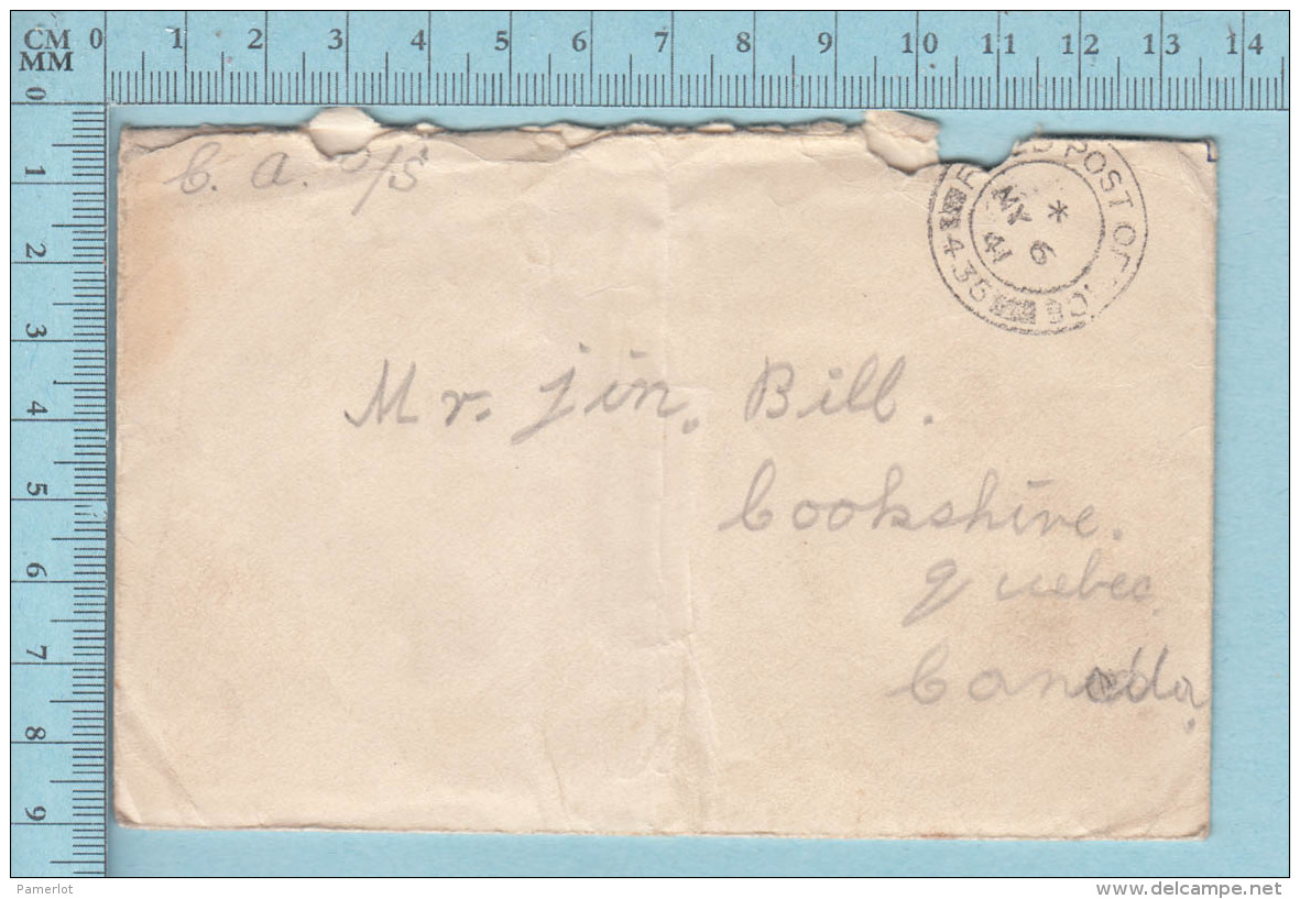 Great Britain  -Field Post Office, 435, Headquaters 5 FD. Regiment RCA, CASF, Postmark At Back, 1941 - Militaria